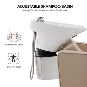 Chaise de lavage moderne de luxe avec bac en céramique pour salon de beauté - Product Image 2