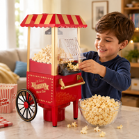 Festliche Theken-Popcornmaschine mit Goldrand und Transparenter Abdeckung für Einfache Reinigung und Schnelles Servieren bei Geburtstagsveranstaltungen