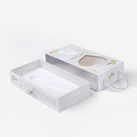 Boîte de présentation coulissante personnalisée en carton gaufré pour peigne à bébé, avec fenêtre torsadée, emballage en papier recyclable