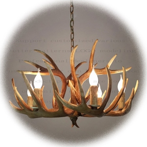 Nuovo 110v E14 industriale vintage lampada a sospensione loft retrò in resina lampada a sospensione <span class=keywords><strong>cucina</strong></span> da pranzo <span class=keywords><strong>marrone</strong></span> tradizionale antler lampadario - Product Image 1