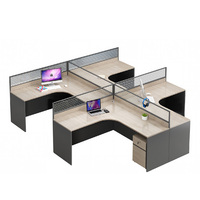 Poste de travail de bureau incurvé avec cloison, bureau informatique moderne en bois, table de direction de luxe, ensemble de mobilier de bureau