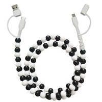 Câble de charge pour téléphone Type-C tressé multicolore de 12 mm avec perles rouges et vertes, à charge rapide pour ordinateur et appareil photo