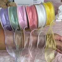 Ruban floral uni en forme d'arête de poisson pour emballage floral DIY, matériaux de tissage de nœuds colorés