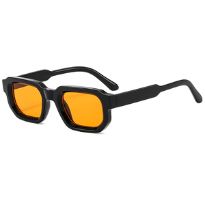 Unisex Small Square Fashionable <b>Sunglasses</b> with Multi-Colored Orange Lens UV400 Protection PC Frame Adults Driving - Product Image 2