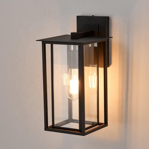 Luz de porche impermeable <span class=keywords><strong>para</strong></span> montaje en pared de granja al aire libre con linterna cuadrada enjaulada de metal <span class=keywords><strong>doble</strong></span> E26 Base Coach Lights - Product Image 5