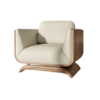 Skandinavischer Chesterfield-Sofa-Set in Cremeweiß mit PU-Lederpolsterung, Verstellbarer Akzent-Sessel für Apartment und Hotel-Wohnbereich