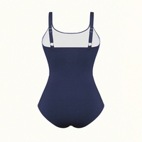 Meilleures ventes - Maillot de bain une pièce rembourré en polyester bleu marine pour femme, coupe ajustée, grandes tailles XL-4XL, pour tailles américaines personnalisées