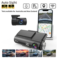 Caméra embarquée GPS vision nocturne avec carte SD, Wi-Fi, double objectif 4K avant et 1080P arrière, 4G LTE pour voitures et véhicules