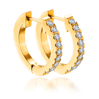 Tendance personnalisée Date De Mode En Acier Inoxydable Charme Rond Zircon Boucle D'oreille Classique 18K Or Planté Hoop Boucle D'oreille