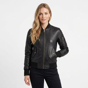 Chaqueta de Motera de Piel de Oveja Genuina para Mujer |   Chaqueta de Motociclista Acolchada Marrón Vintage |   Cuero Premium Transpirable, Impermeable para Otoño - Product Image 1
