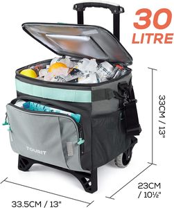 Складная переносная сумка-холодильник на 50 банок, герметичная, из материала 600D, с колесами для любой местности, 20 л, на молнии, для пляжа и кемпинга - Product Image 2