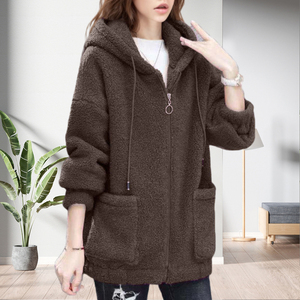 Manteaux d'hiver pour femmes pas chers, en fourrure, à manches longues, avec fermeture éclair, chauds et tendance - Product Image 5