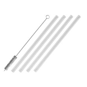 Leonardo Trinkhalm Glas klar mit Reinigungsbürste 20cm 4er - Product Image 1