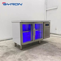 Plan de travail réfrigéré commercial en acier inoxydable à économie d'énergie, comptoir plat, refroidisseur de produits frais pour cantine, snack-bar, cuisine