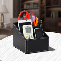 Organisateur de télécommande en cuir PU à trois couches, multifonction, style classique, support de bureau pour salon et bureau à domicile