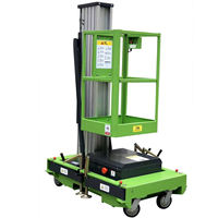 Plateforme élévatrice mobile manuelle à mât unique en alliage d'aluminium de 6m à 12m pour extérieur, élévateur hydraulique à échelle