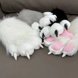 Gants interactifs pour chat avec couineur en forme <span class=keywords><strong>de</strong></span> patte |   Griffes <span class=keywords><strong>de</strong></span> main en fourrure colorées écologiques pour cosplay |   Capuchon <span class=keywords><strong>de</strong></span> protection pour griffes <span class=keywords><strong>de</strong></span> chat pour le Poisson d'avril et Halloween - Product Image 6