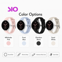 Montre connectée ronde 36/40 mm en alliage d'aluminium, appels, moniteur de fréquence cardiaque et de sommeil, compatible iOS, vente en gros, rose et bleu
