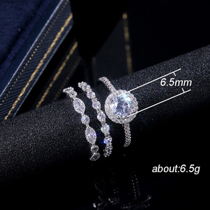 Three Piece Ring Set for Women Silver Tone Elegant Fashion Party Finger Accessory Gift - Product Image 5