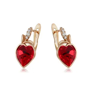 99070 xuping fashion design heart stud earrings for girl's gifts crystals
