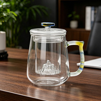 Tasse à thé en verre Hxglass de style chinois minimaliste, résistante à la chaleur, avec infuseur en verre, fabrication de verrerie en gros