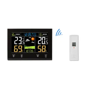 FT0855无线气象站彩色显示器，带远程温湿度传感器，支持8通道家庭花园使用
