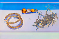 Plateau de salle de bain acrylique irisé comptoir Lucite vanité plateau décoratif plateau perspex holographique lumineux avec poignée en or