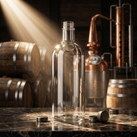 Bottiglia di Vetro Trasparente Rotonda per Liquori da 700ml 750ml con Chiusura a Vite, Personalizzabile all'Ingrosso