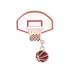 Nette Sport Emaille Broschen Pin Basketball Hoop Metall kette Abzeichen Tasche Denim Revers Schmuck für Frauen Männer Kinder