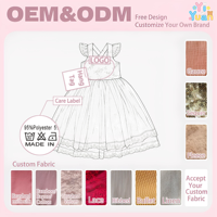Robe de princesse tutu en tulle rose à fleurs pour filles, avec bretelles à volants et ourlet en dentelle, idéale pour les fêtes d'anniversaire, les mariages et les demoiselles d'honneur