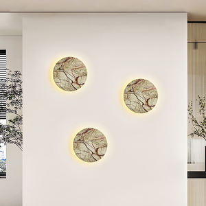 侘び寂びLEDウォールスコンス リビングルーム ホテル ナチュラルグリーンマーブル ラウンドフィクスチャ ミニマリストアート雰囲気 CYBELEウォールスコンス - Product Image 3