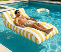 Chaise longue gonflable avec housse en tissu Oxford 600D, chaise flottante classique rayée pour piscine, chaise de plage pour adultes en PVC