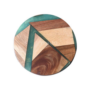 Sous-verres réutilisables modernes à motif bois aléatoire, sous-verres ronds en résine époxy pour tables - Product Image 5