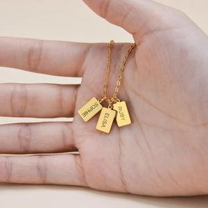 Placa con Nombre Personalizada, Chapada en Oro, con Proverbios Ingleses, Frases Inspiradoras, Colgante Rectangular, Collar de Acero Inoxidable, Joyería al por Mayor - Product Image 3