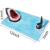 Plateau de service à sushi Attaque de requin, en céramique peinte à la main, boîte en carton, assiette ronde classique pour fête, plat à nourriture divisé durable