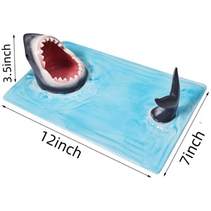 <span class=keywords><strong>Sushi</strong></span> phục vụ đĩa Cá mập tấn công vẽ tay hộp carton gốm cổ điển tiệc tròn đĩa đĩa bền vững chia thực phẩm - Product Image 3