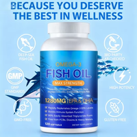 Complément alimentaire de 120 gélules d'huile de poisson oméga-3, 1280 mg, renforce le système immunitaire, gélules d'huile de poisson avec EPA et DHA