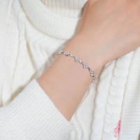 Bracciale da Donna alla Moda con Quadrifoglio Portafortuna in Argento 925 e Moissanite da 2mm, Gioiello Hip Hop Best Seller