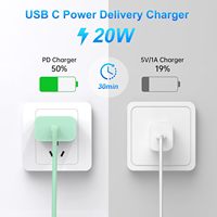 Cargadores de Teléfono Móvil Tipo C, Adaptador de Carga Rápida USB C PD de 20 W, Cargador Tipo C con Cable y Cabezal para Android