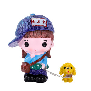 รูปปั้นเรซิ่นรูปสุนัขเดินเล่น ของสะสมตกแต่งภายในรถยนต์ - Product Image 4