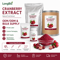 LongBio Natuurlijk Cranberry Fruitpoeder Vaccinium Macrocarpon Voedingskwaliteit Vriesgedroogd Poeder voor Dranken Gummies Smoothies Bulk