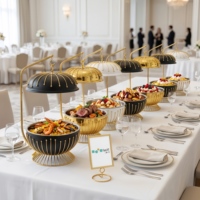 FANITF Chauffe-plat en acier inoxydable avec couvercle suspendu 8L, chauffage continu à l'alcool, options multicolores pour banquets hôteliers