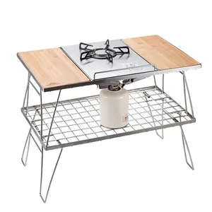 杭瑞户外野营桌多功能不锈钢双层可折叠烧烤桌igt野营桌