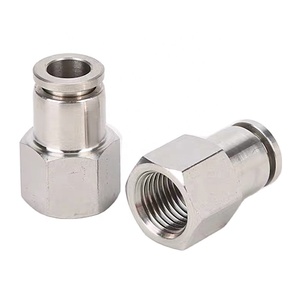 Raccords pneumatiques femelles en laiton nickelé PCF avec filetages BSPT/<span class=keywords><strong>BSPP</strong></span>, pression de fonctionnement 0-1,0 Mpa, raccords de tuyaux d'air - Product Image 1