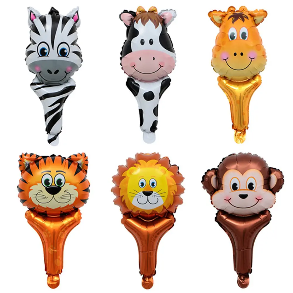 Wholesale Mini Animal Handheld Cartoon Stick Foil Balloons Animal's Head For Event Gifts Kids Toys Party Decoration
