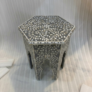 Modern living room hexagonal side table <b>stool</b> in lowest prices Hand-carved shell inlay occasional Table - Product Image 1