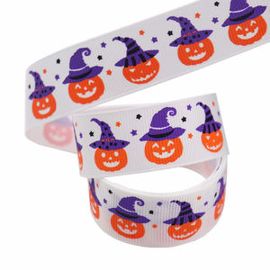 Nastro Grosgrain Esclusivo di Halloween con Stampa Fantasma e Zucca, 2.2/2.5cm, 10 Iarde, per Confezioni Regalo e Decorazioni per Feste - Product Image 3