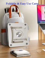 Support d'ordinateur portable en métal pliable et rotatif à 360° avec hauteur réglable, rehausseur pivotant pour un bureau sain, compatible avec les ordinateurs portables de moins de 17 pouces