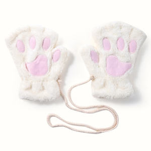 HZS-22001 kadın kedi pençe eldiven kış peluş Faux kürk sevimli yavru parmaksız Mitten - Product Image 5