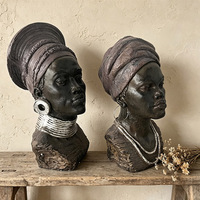 Statue de buste de femme africaine en résine, artisanat fait main, écologique, décoration pour l'entrée de la maison, en stock, taille personnalisée